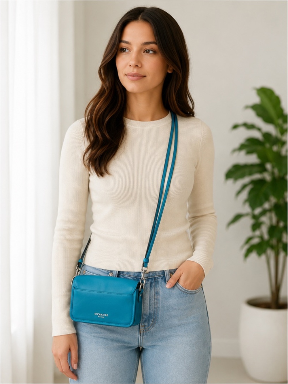 Coach Teal Leather Crossbody Bag